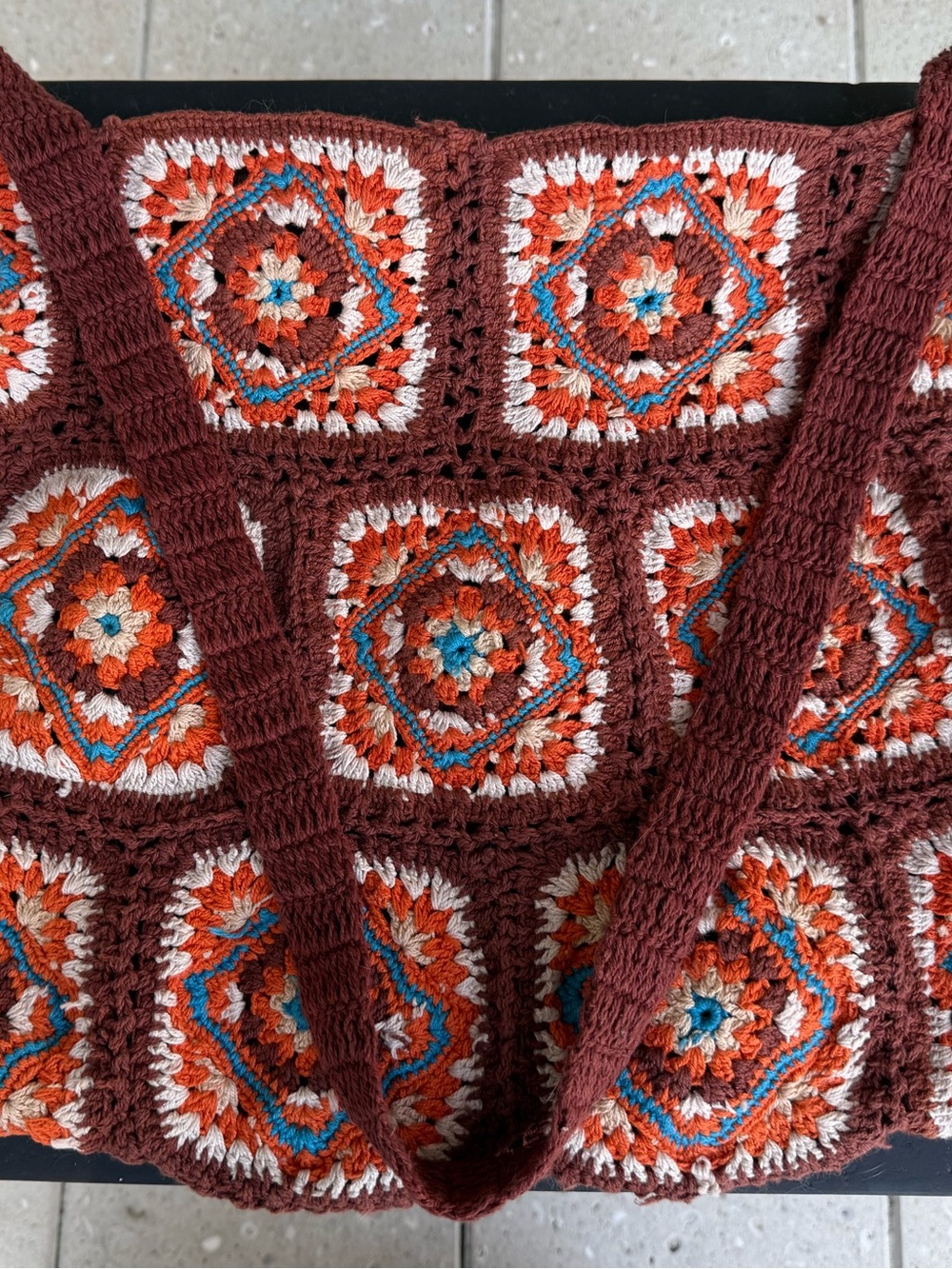 Free People HANDMADE Granny
Squares Brown Catch Me Crochet Tote - Picture 4 of 5